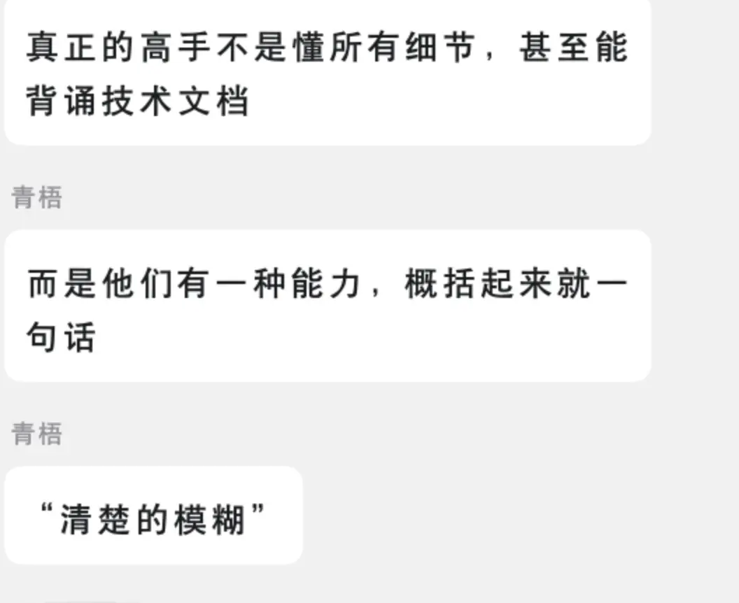 聊天记录:真正的高手不见得懂所有细节,靠的是另一种能力,概括起来就是「清楚的模糊」